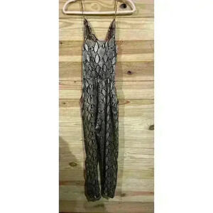 South Scoop Cowl Neck Satin Snakeskin Jogger Jumpsuit, S